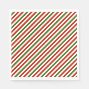 Servilleta De Papel Navidades diagonales Tiras rojas y verdes