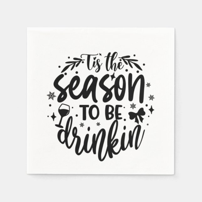 Servilleta De Papel navidades divertidos tomando arte fiesta de palabr (Anverso)