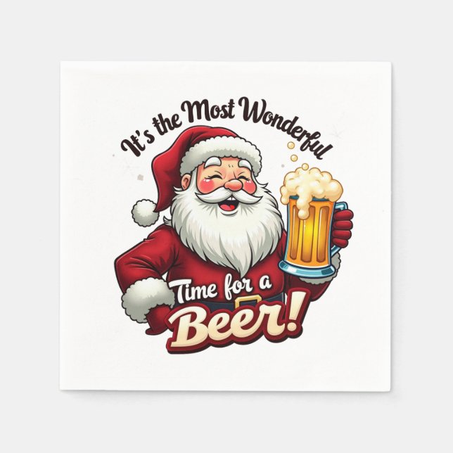 Servilleta De Papel Navidades divertidos tomando cerveza fiesta (Anverso)