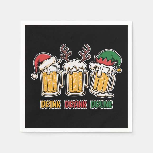 Servilleta De Papel Navidades divertidos tomando cerveza fiesta (Anverso)