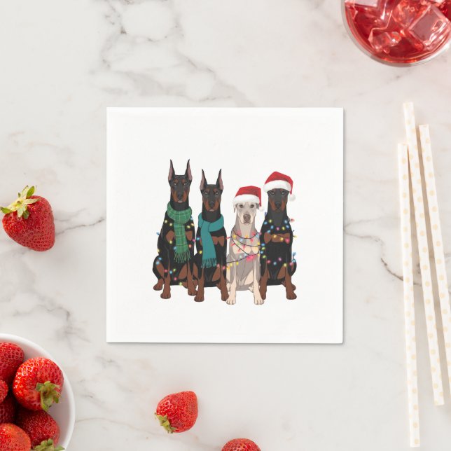 Servilleta De Papel Navidades Doberman Lover Dog Mom Holiday (In situ)