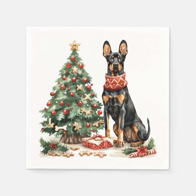 Servilleta De Papel Navidades Dobermann Dogs (Anverso)