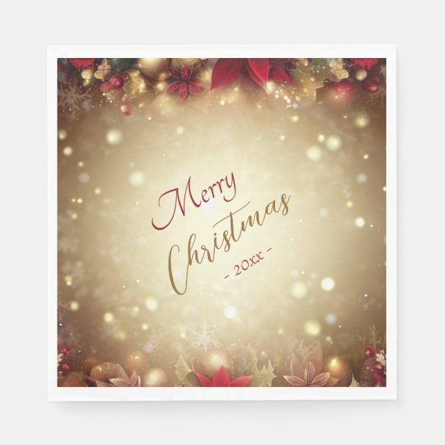 Servilleta De Papel Navidades elegantes acuarela Botánica (Anverso)