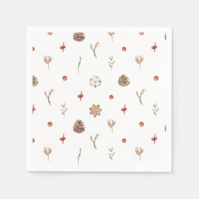 Servilleta De Papel Navidades elegantes de algodón y pinecone (Anverso)