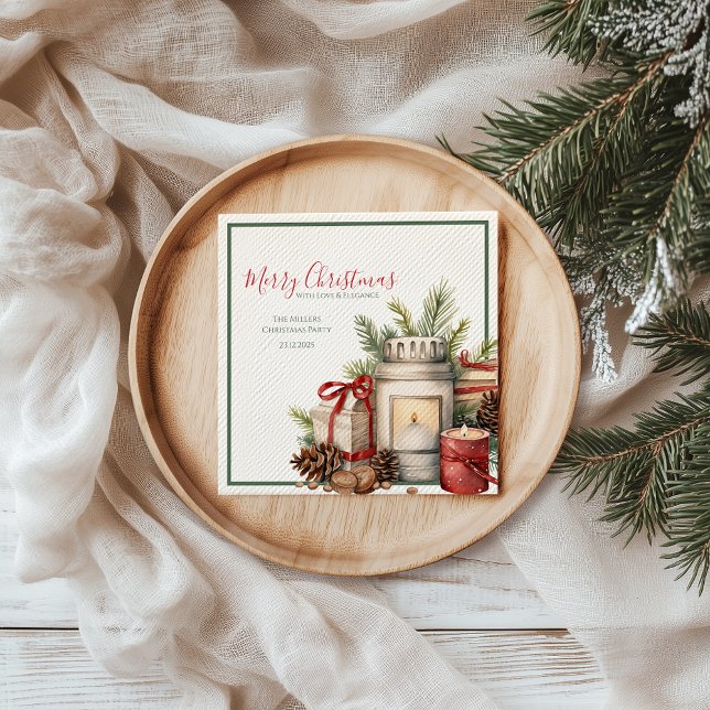 Servilleta De Papel Navidades elegantes toallas de papel en rojo y ver (Festive Christmas napkins — personalized holiday table napkins for stylish gatherings.)