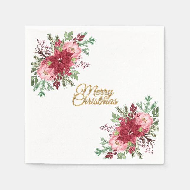 Servilleta De Papel Navidades elegantes tradicionales Cocktail de Poin (Anverso)