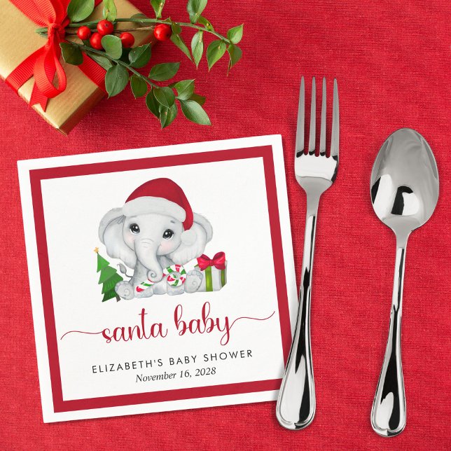 Servilleta De Papel Navidades Elephant Santa Baby Boy Shower (Subido por el creador)