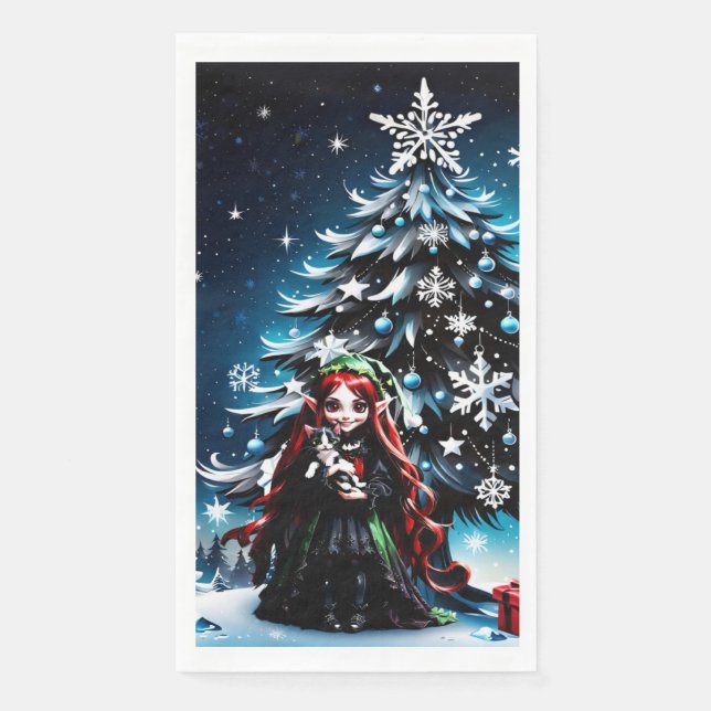 Servilleta De Papel Navidades Elf con Kitten. (Anverso)