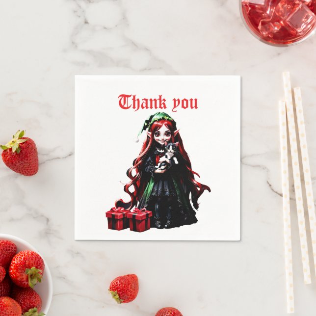 Servilleta De Papel Navidades Elf con Kitten. (In situ)