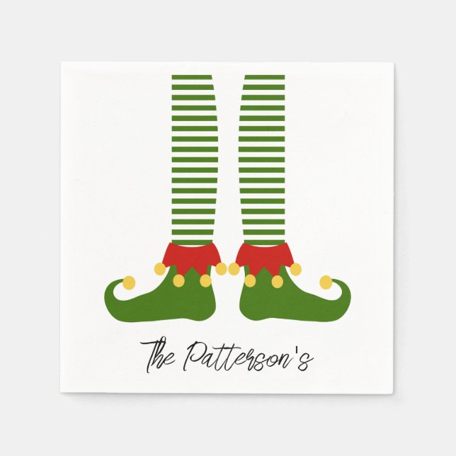 Servilleta De Papel Navidades Elf Holiday Cheque Diversión festiva (Anverso)