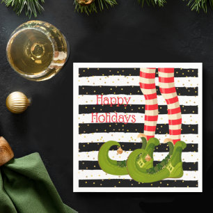 Servilleta De Papel Navidades Elf Legs Bandas negras y blancas