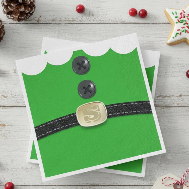 Servilleta De Papel Navidades Elf Suit Belt Green Paper (Transform your holiday party table effortlessly! )
