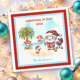 Servilleta De Papel Navidades En Julio Verano Cute Santa Tropical