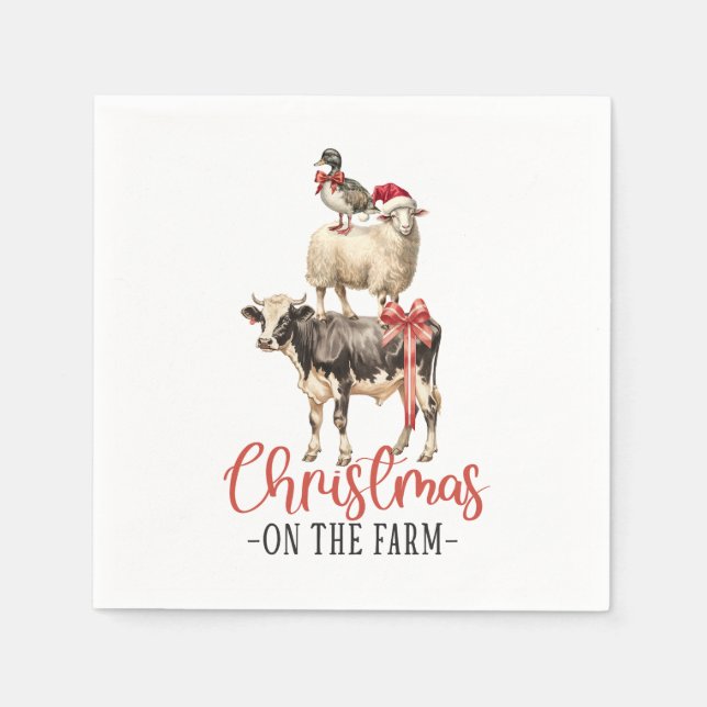 Servilleta De Papel Navidades en la granja de animales Barnyard (Anverso)