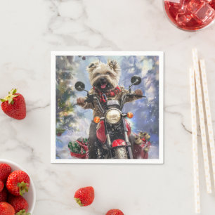 Servilleta De Papel Navidades en moto de Cairn Terrier