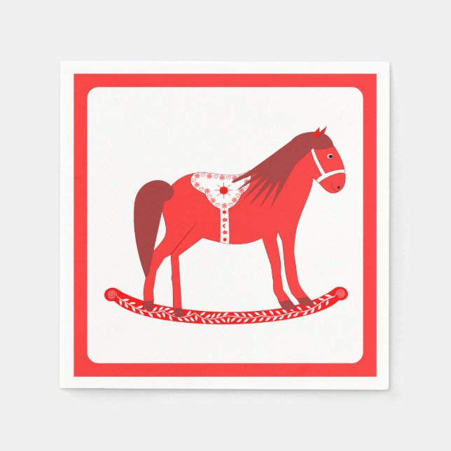 Servilleta De Papel Navidades escandinavos rodando caballo (Anverso)