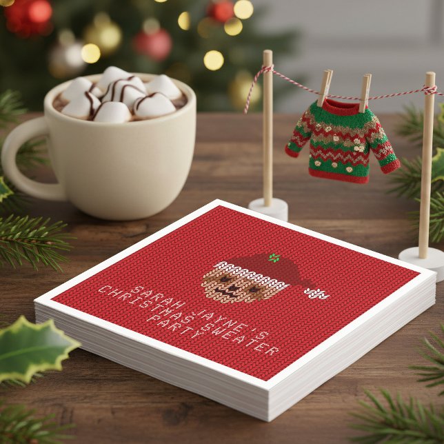 Servilleta De Papel Navidades eslovacos suéter Fiesta Papel rojo (Hosting an ugly Christmas sweater bash? These adorable sloth napkins are the perfect accessory)