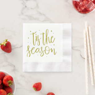 Servilleta De Papel Navidades "esta es la temporada" Gold Script y Sta
