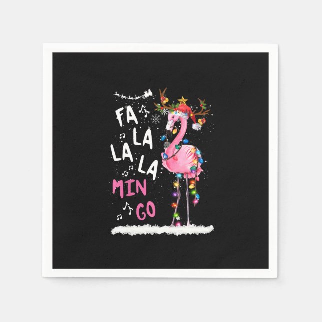 Servilleta De Papel Navidades - Fa-La-Mingo Flamingo Con Navidades (Anverso)