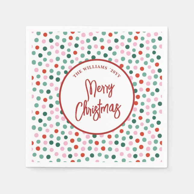 Servilleta De Papel Navidades familiares personalizados puntos de polk (Anverso)