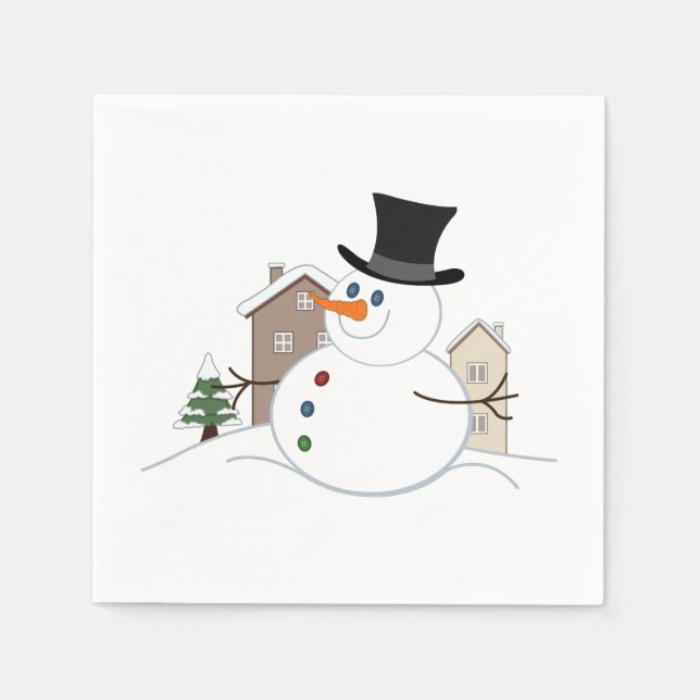 Servilleta De Papel Navidades felices Ilustracion Snowman (Anverso)