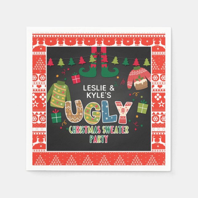 Servilleta De Papel Navidades feos Fiesta suéter Napkin (Anverso)
