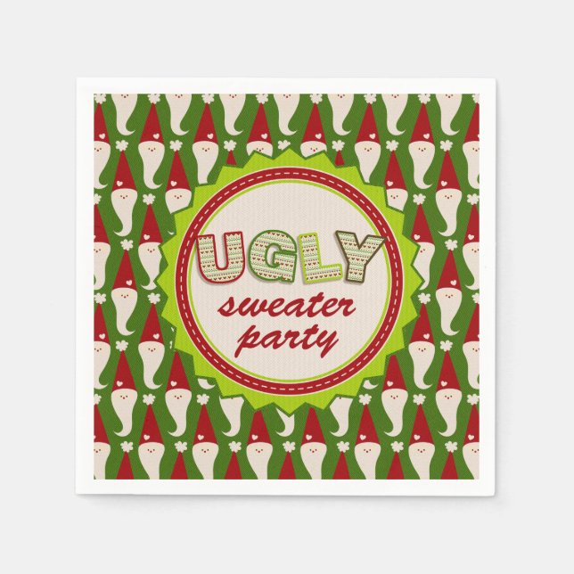 Servilleta De Papel Navidades feos Santa Sweater Cocktail Napkins (Anverso)