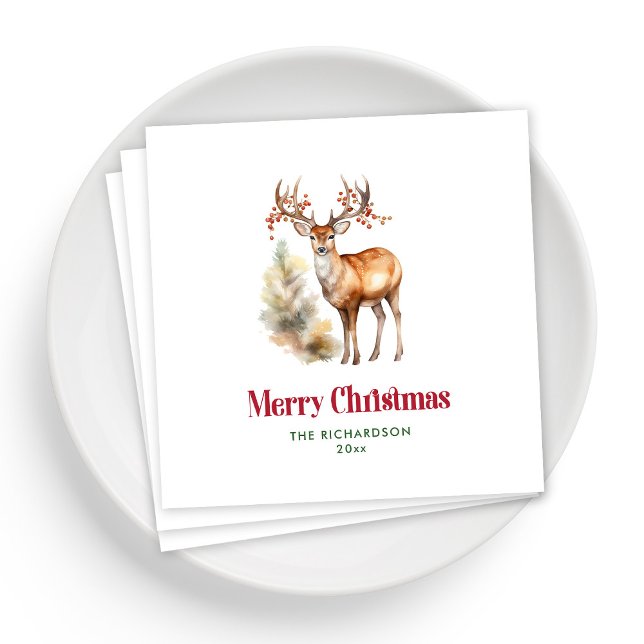 Servilleta De Papel Navidades festivos con servilletas de reno a favor (Personalized Festive Christmas Reindeer Napkins for Party Favor )