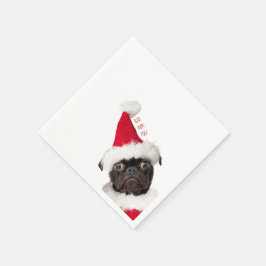 Servilleta De Papel Navidades festivos deliciosos Black Pug Puppy Sant