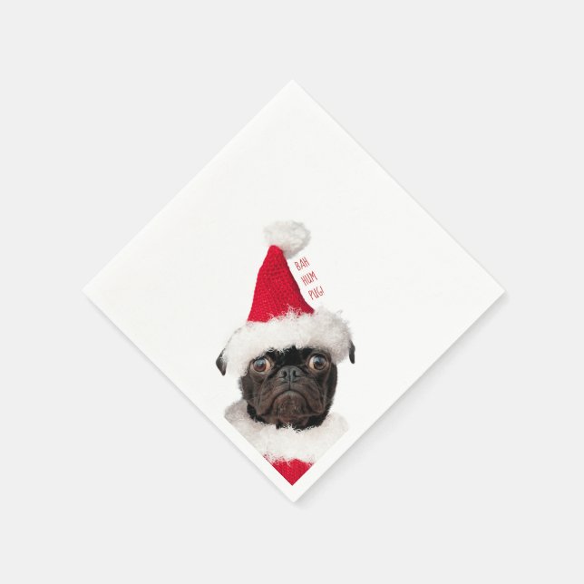 Servilleta De Papel Navidades festivos deliciosos Black Pug Puppy Sant (Borde)