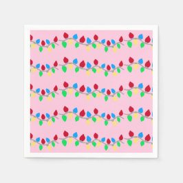 Servilleta De Papel Navidades festivos iluminan cadenas en rosa