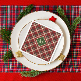 Servilleta De Papel Navidades festivos Monograma Rústico Red Green Pla