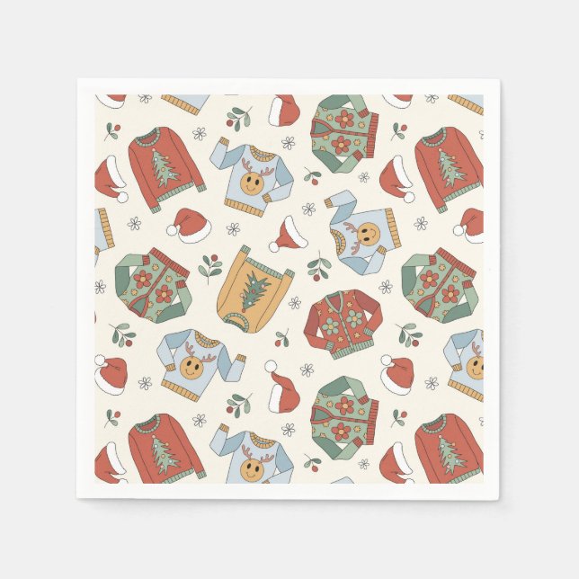 Servilleta De Papel Navidades festivos Patrón de sudores y Gorras (Anverso)