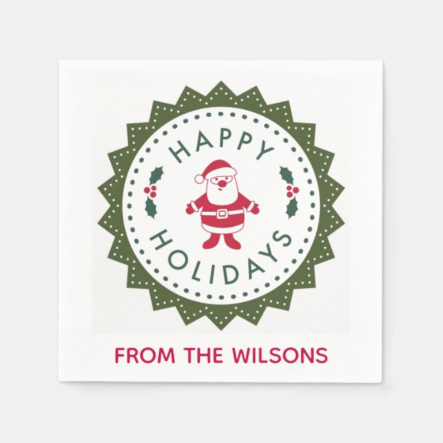 Servilleta De Papel Navidades Fiesta Cute Personalizado Santa (Anverso)