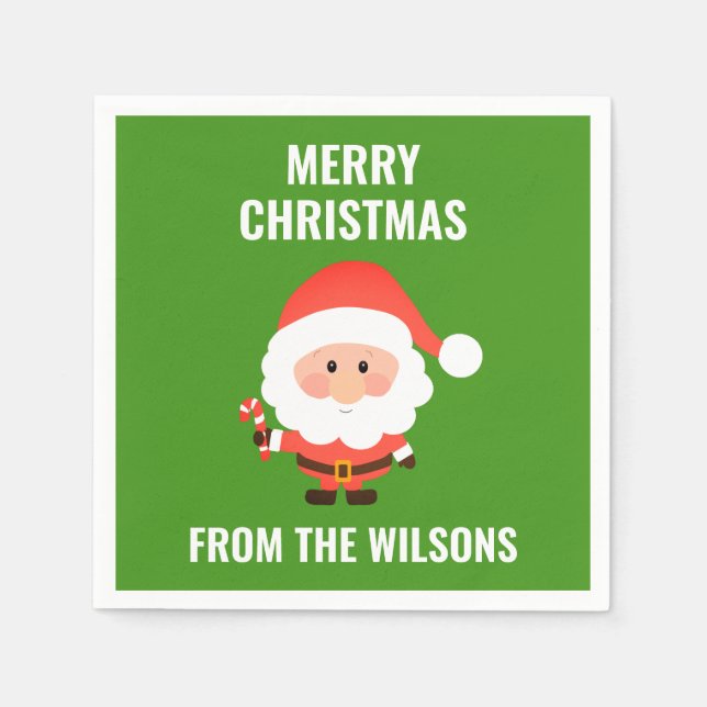 Servilleta De Papel Navidades Fiesta Cute Personalizado Santa (Anverso)