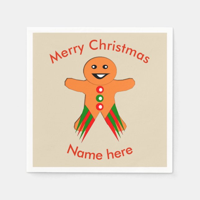 Servilleta De Papel Navidades Fiesta Gingerbread Man Paper Napkins (Anverso)