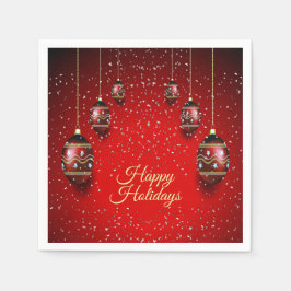 Servilleta De Papel Navidades Fiesta Golden Red Winter Holidays Elegan