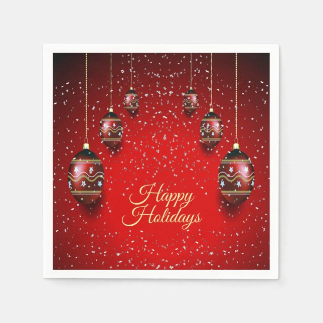 Servilleta De Papel Navidades Fiesta Golden Red Winter Holidays Elegan (Anverso)