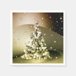 Servilleta De Papel Navidades Fiesta Golden Tree Shiny Sparkle Stars