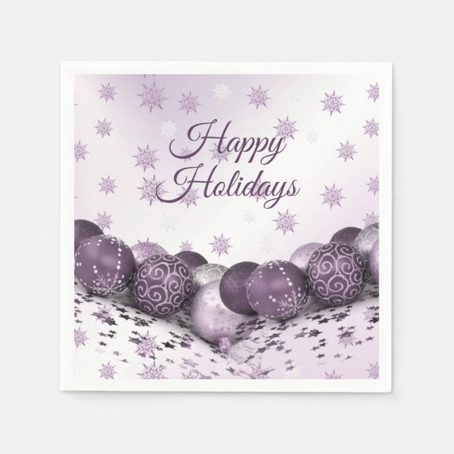 Servilleta De Papel Navidades Fiesta Pink Purple Ornamakes Snowflakes (Anverso)