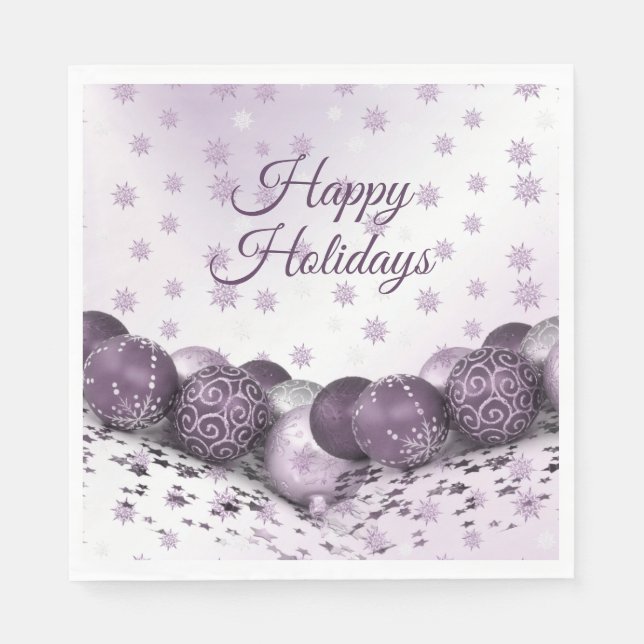 Servilleta De Papel Navidades Fiesta Pink Purple Ornamakes Snowflakes (Anverso)