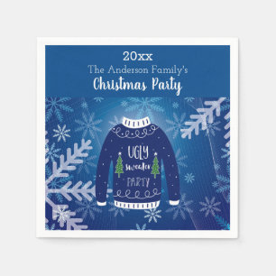 Servilleta De Papel Navidades fiesta suéter fea copos de nieve azules