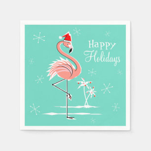 Servilleta De Papel Navidades Flamingo Happy Holidays papel napkin