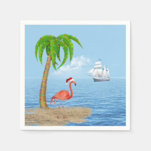 Servilleta De Papel Navidades Flamingo y Palm Tree