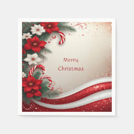 Servilleta De Papel Navidades Floral Candy Canes Holiday Napkin