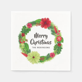 Servilleta De Papel Navidades Florales en acuarela de arte folclórico