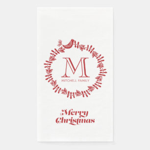 Servilleta De Papel Navidades florales escandinavos Wreath Monogramed