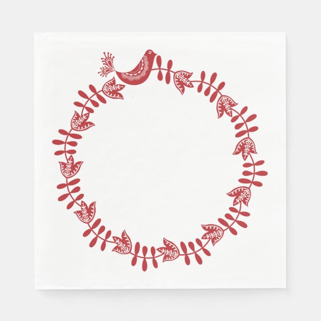 Servilleta De Papel Navidades florales escandinavos Wreath Paper Napki (Anverso)