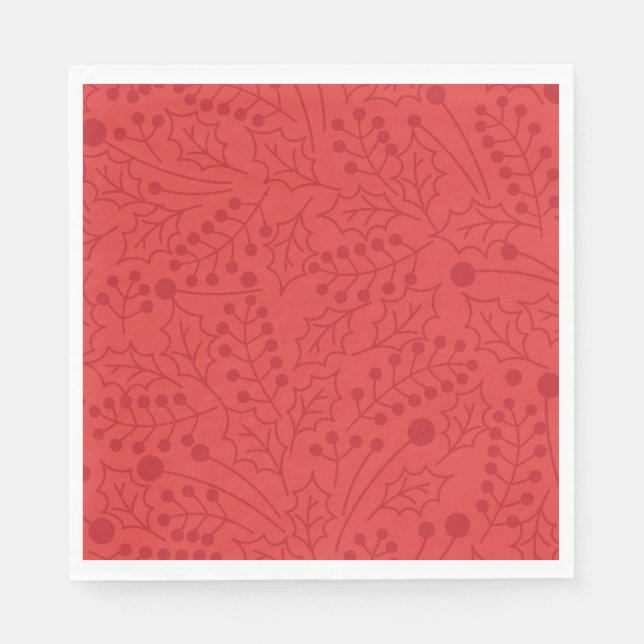 Servilleta De Papel Navidades florecen Navidades Art Holly Leaf Print (Anverso)