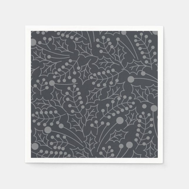 Servilleta De Papel Navidades florecen Navidades Art Holly Leaf Print (Anverso)